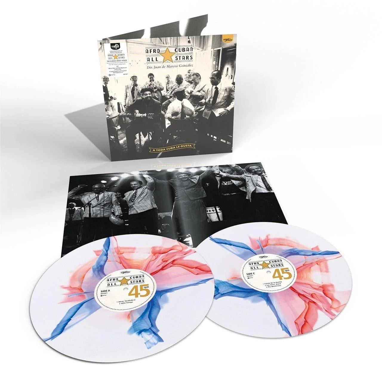 AFRO CUBAN ALL STARS - A TODA CUBA LE GUSTA 2LP(WHITE, BLUE & RED INKSPLOSION COLOURED VINYL WITH 32 PAGE BOOKLET IN ENGLISH & SPANISH LYRICS)